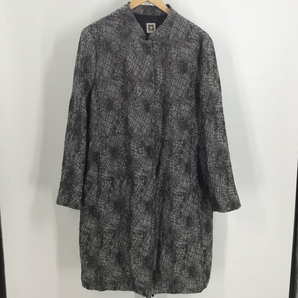 Anne Klein Black and Gray Patterned Coat